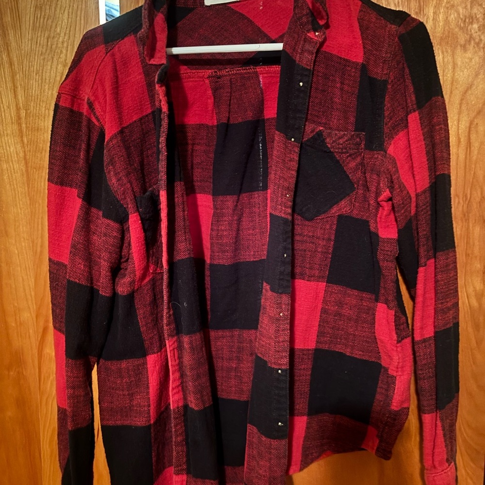 Red and Black Plaid Flannel Shirt